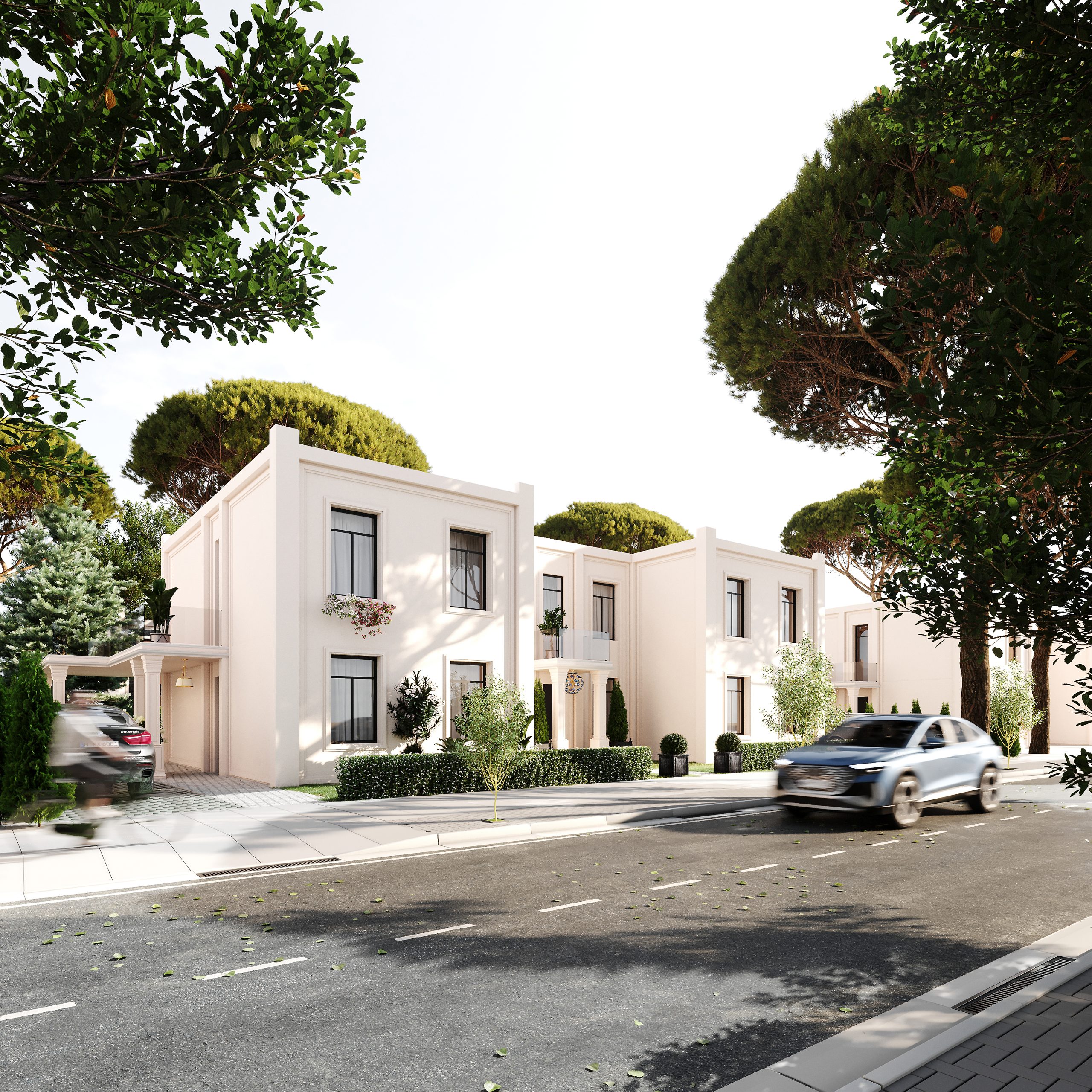 Modern tower at sunset